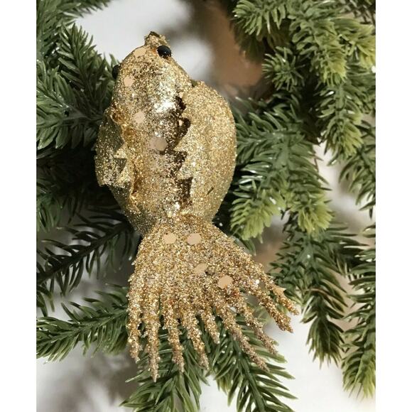 2-Glittering Gold Bird Clip On Ornaments Christmas Tree NEW - Picture 6 of 6